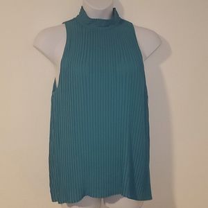 Worn once turquoise XL sleeveless pleated blouse